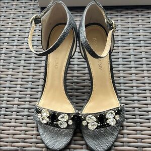 Ivanka Trump Gray Embellished Heels with Pearl Accents